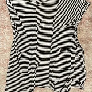 Black and White Short Sleeve Striped Cardigan!